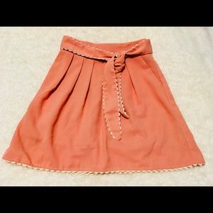 Coral Tie-waist Scalloped Edge Skirt
